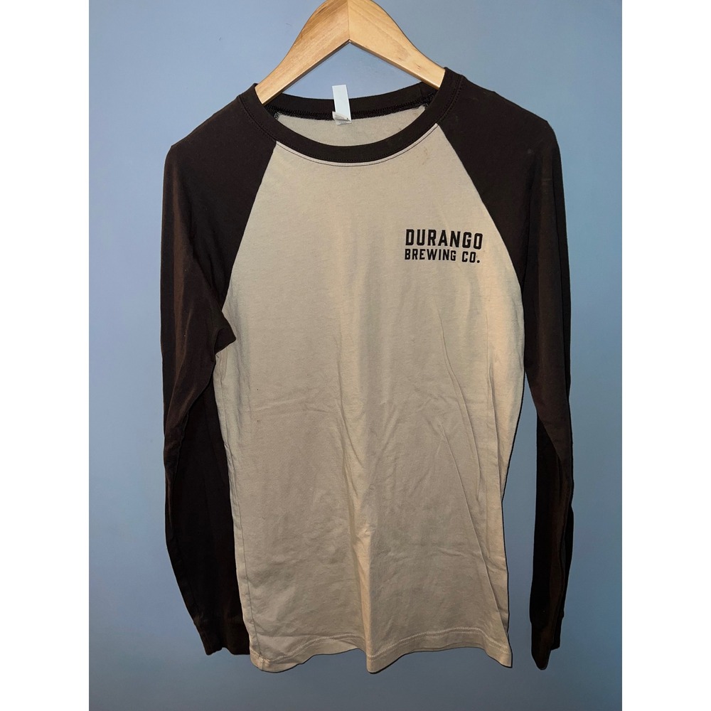 Durango Brewing Co Bella Canvas Raglan Baseball Tee Brown Tan Small
